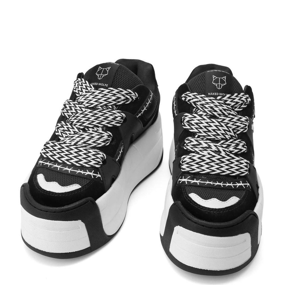 Naked Wolfe Black and White Platform Sneakers